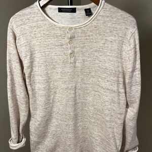Scotch & Soda Cream Long Sleeve Henley Shirt